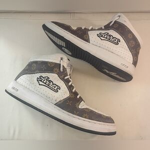 Vintage AVIREX "1975"High Top Sneakers LEATHER Mens 13 White Brown